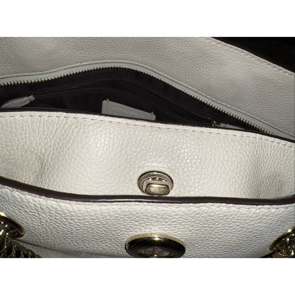 Coach Turnlock Chain Handle Cream Color Purse Tote 27 - Picture 11 of 15